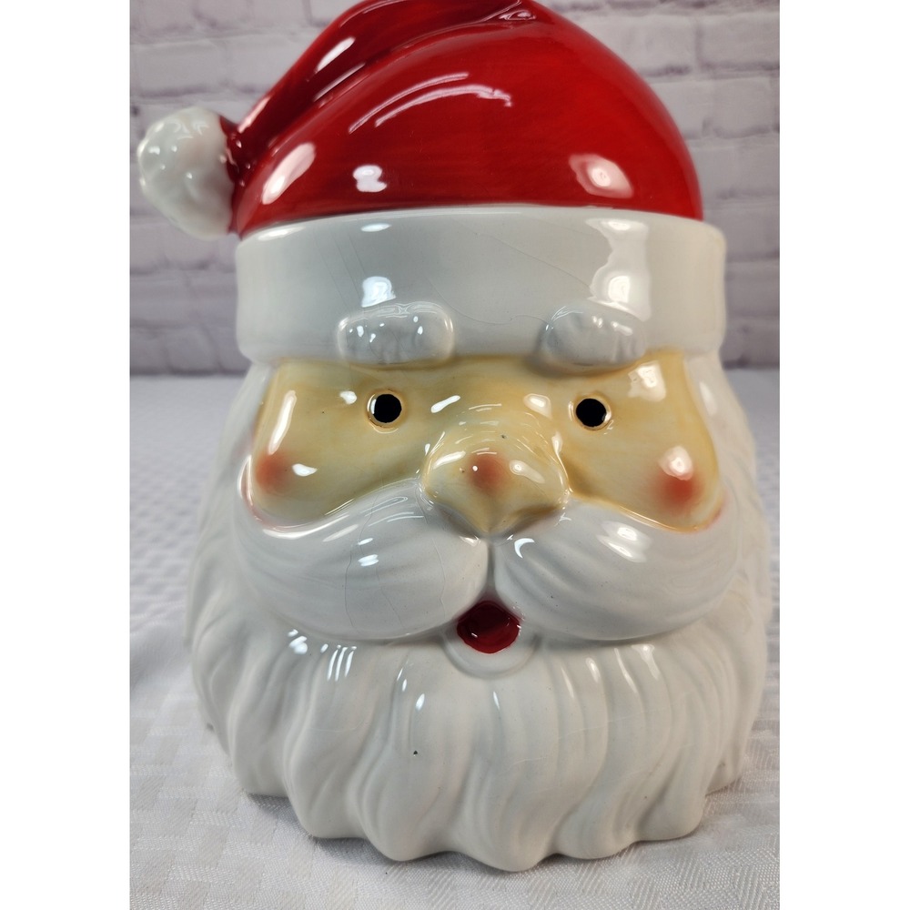 Member's Mark Santa Claus Ceramic Cookie Jar Christmas Holiday Earthenware Red